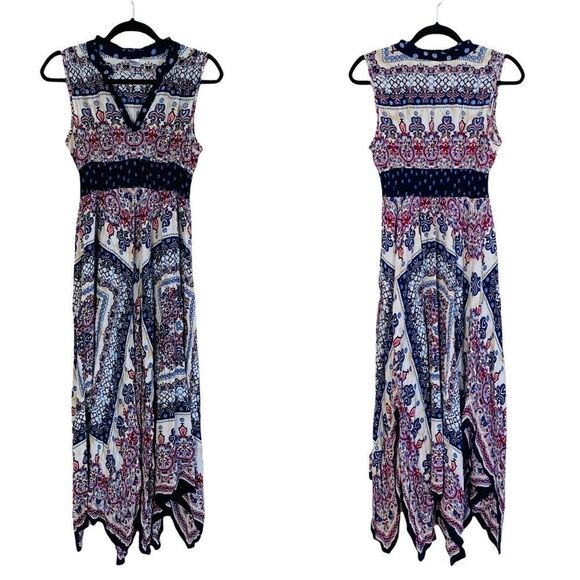 Bila Boho Batik Handkerchief Hem Maxi Dress Sz S - Picture 1 of 13